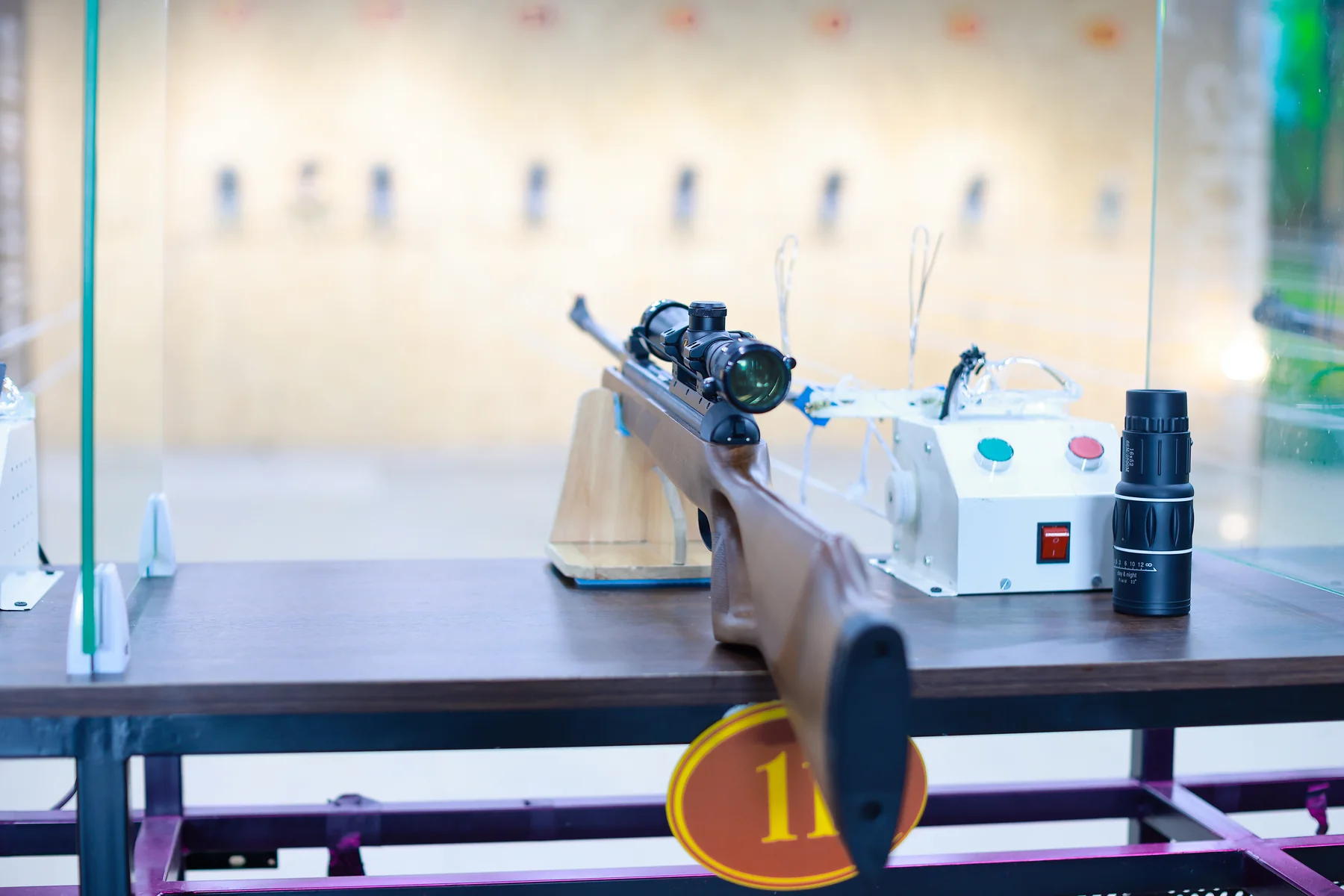 Premium scoped air rifle on lane 11 at Danang Shooting Club